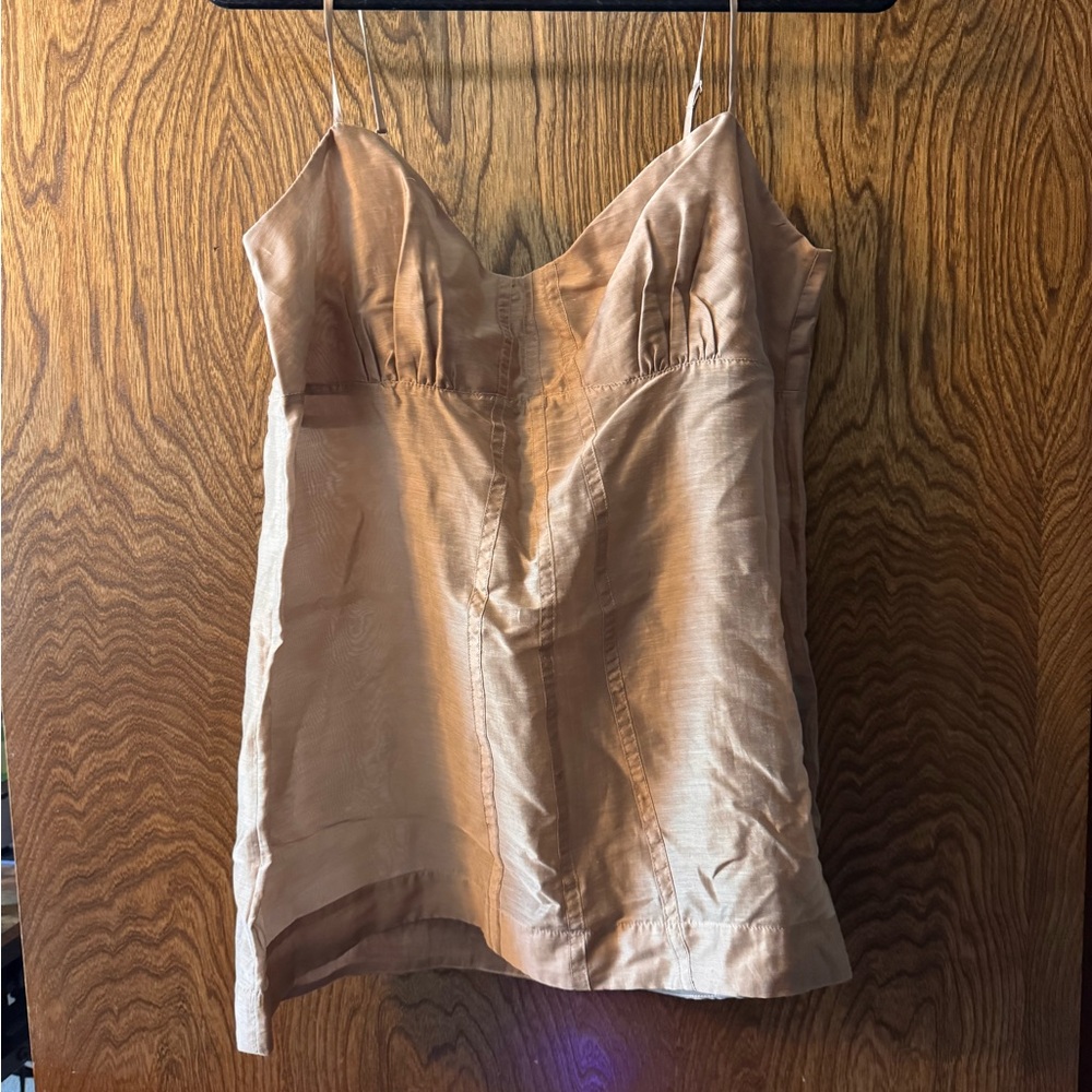 H&M Tan Satin Tunic Top